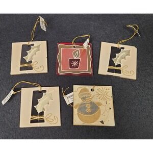 Glass Square Christmas Ornaments Gift Candle Snowman (Lot of 5) Kathe Wohlfahrt?